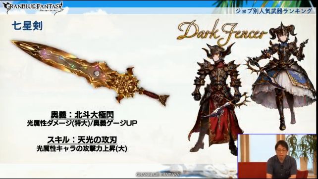 ミムメモ速報 ジョブ別人気武器ランキング ジョブ毎に装備設定している武器の人気ランキング メイン サブ問わず ダクフェは 七星剣 四天人と思った人も多いでしょうが シエテ取得 ダメカ狙いか最初に古戦場で取る人が非常に多いとの事