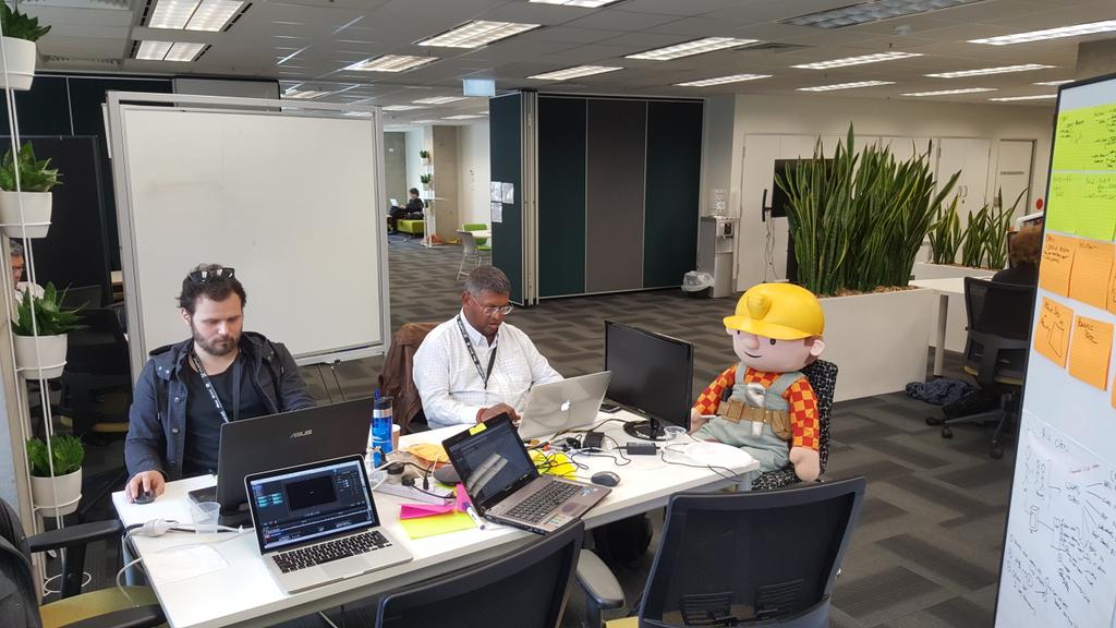 asheshwor's tweet photo. Bob the builder and his team Bob's gang hard at work #SAunleashed #govhack https://t.co/eRkgemmhkh