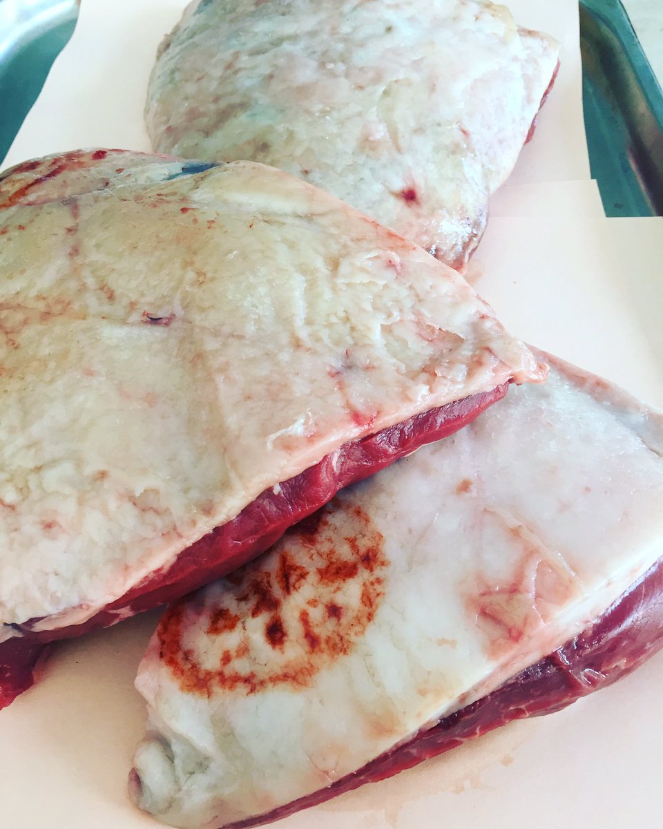 Rump cap of beef from <a href="/PaddockFarm/">Paddock Farm</a> for roasting today, with roast potatoes, sugar snap peas &amp; cauliflower cheese.