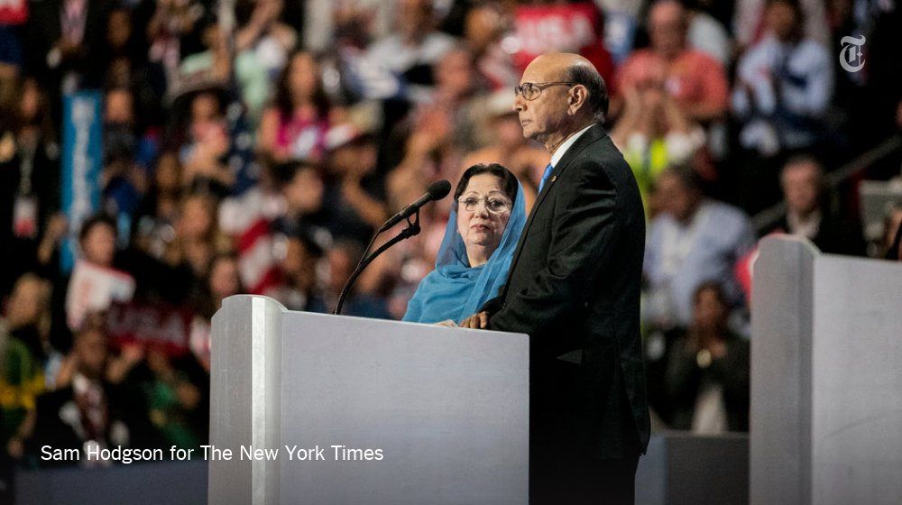 nytimes's tweet photo. Khizr and Ghazala Khan, parents of a slain Muslim soldier, say Donald Trump lacks empathy https://t.co/00glDPJZRi https://t.co/IExPsWnEok