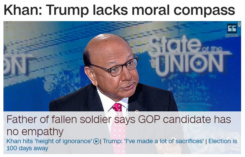 dlb703's tweet photo. Please RT if you agree with Mr. Khan that @realDonaldTrump has no moral compass: #RIPGOP @reince https://t.co/SqUugfF7Jz