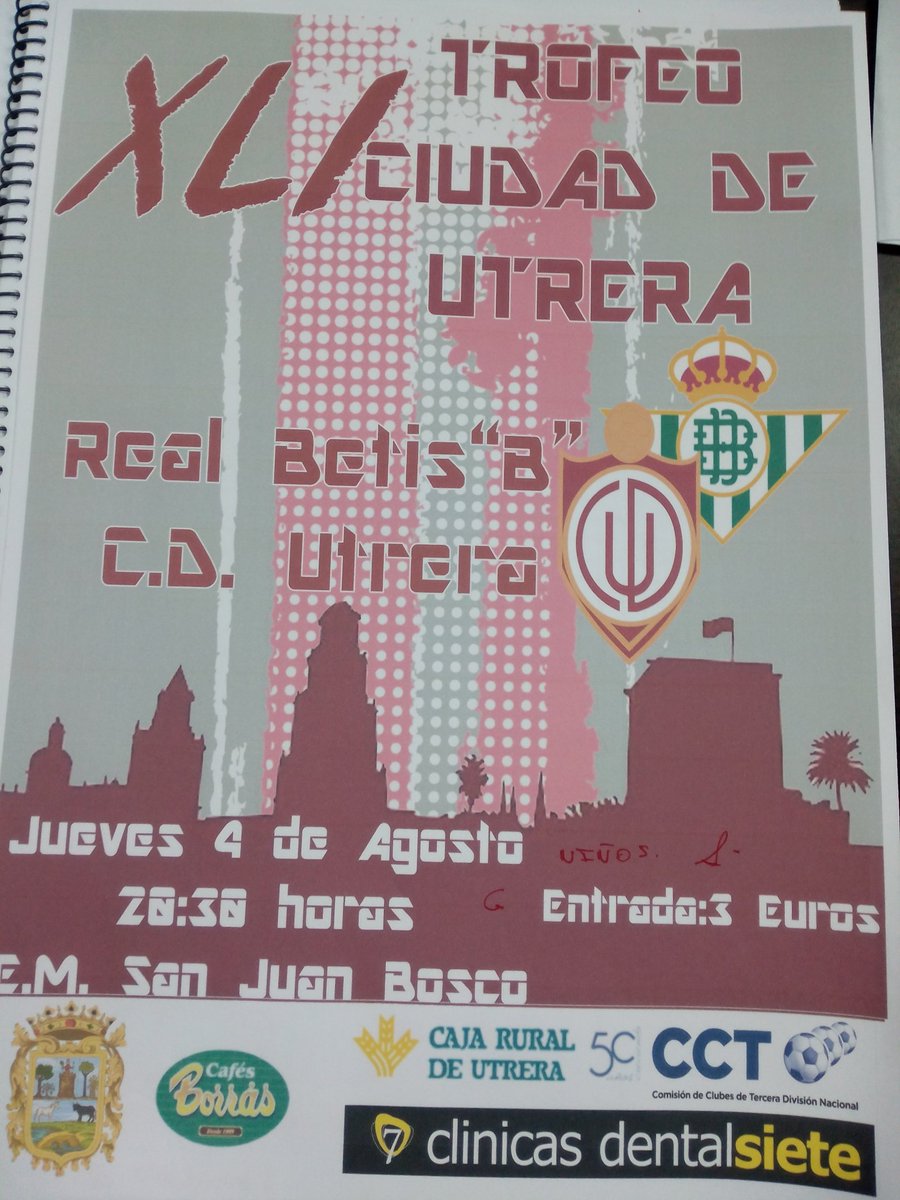 ABMutrera's tweet image. Partido de trofeo ciudad de Utrera
Jueves 4 de agosto hora 8.30