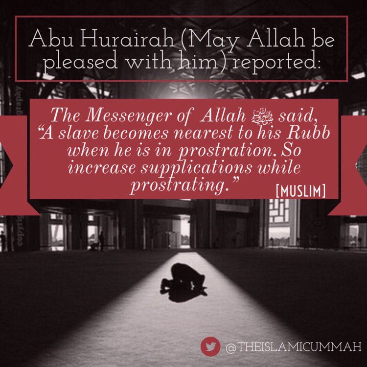 TheIslamicUmmah's tweet photo. We are closest to ALLAH when in postration, so increase Dua within #Salah https://t.co/bxCnv8uWhA