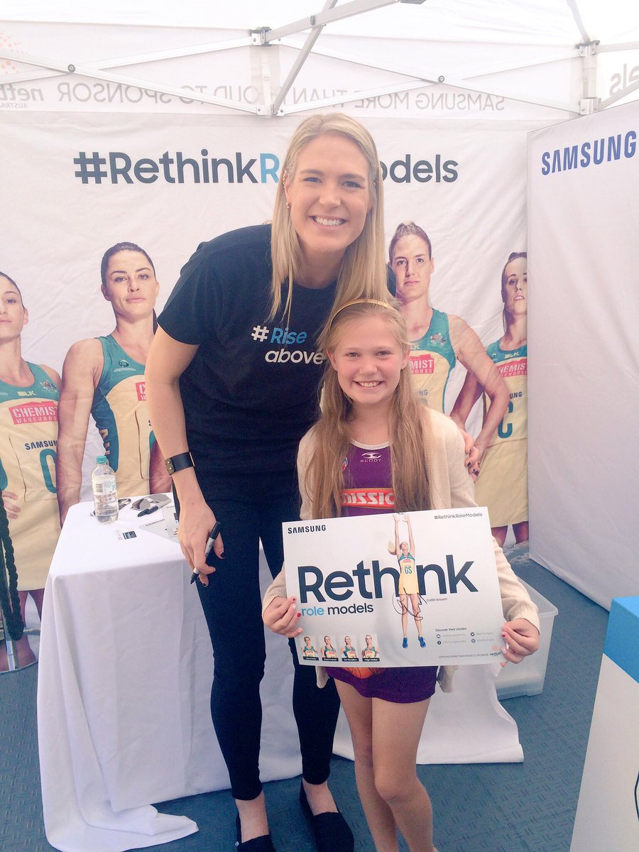 veeblake's tweet photo. When Sophia met a true role model @CBassNetball #RethinkRoleModels #ANZCGF @SamsungAU https://t.co/NVDTDgY0p0