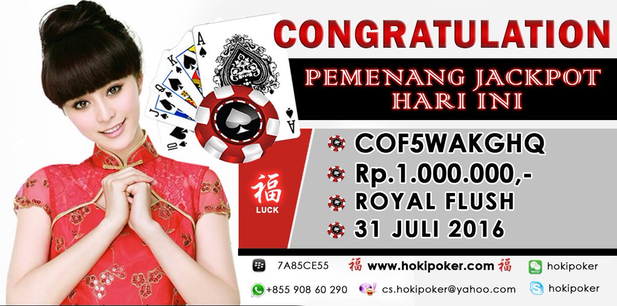 SELAMAT KEPADA PEMENANG ROYAL FLUSH HARI INI 31/7/2016 ID: COF5WAKGHQ #hokipoker
#gameonline
#pokeronline
#pokeraman