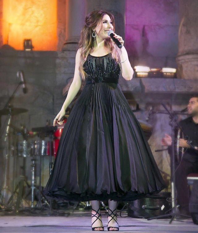 Lady in black: <a href="/yara_lb/">Yara</a> stuns in a custom-made #BASILSODA Couture SS16 dress for her concert last night in #Jordan.