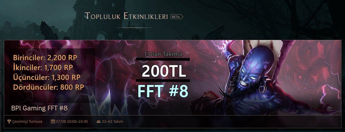 bigplaysinc's tweet photo. 1.Olan Takıma 200 TL ödüllü BPI FFT#8, 7 Ağustos Pazar düzenlenecektir.
Kayıt için:
https://t.co/ui3YdYZhgQ https://t.co/qCb8yCHqzD