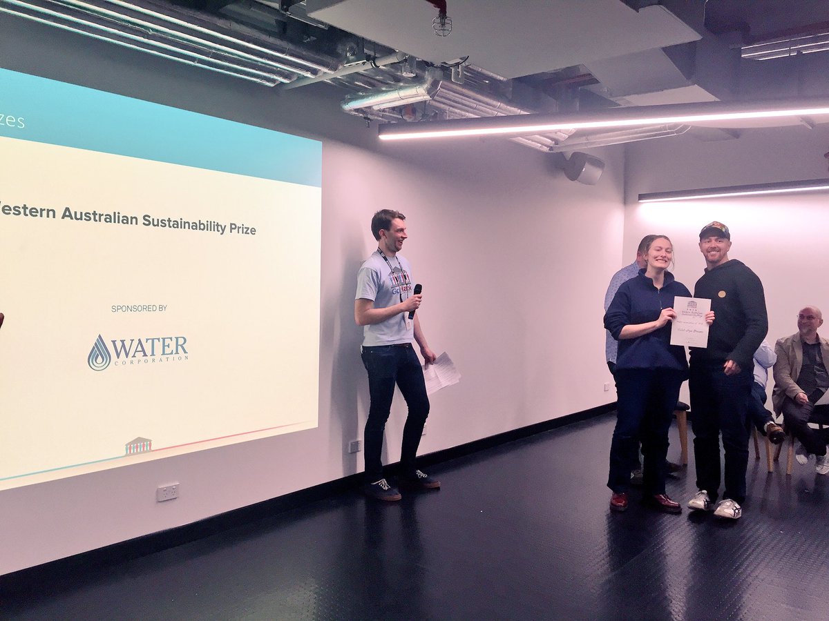 space3ed's tweet photo. WA #sustainability prize, sponsored by @watercorpwa, goes to "Violet Pipedream"! #GovHack2016 https://t.co/bHFeGRUa98
