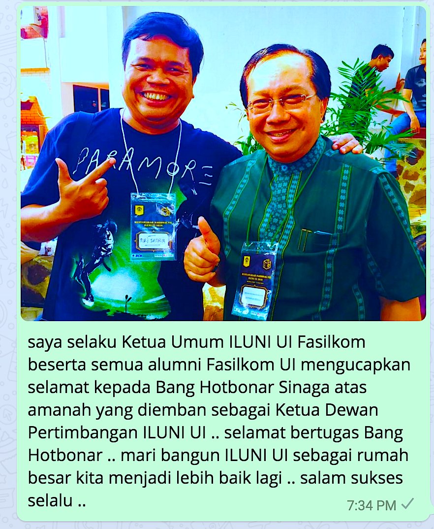 selamat utk Bang Hotbonar Sinaga atas amanah yg diemban sebagai ketua Dewan Pertimbangan <a href="/ILUNI__UI/">ILUNI UI</a> <a href="/univ_indonesia/">UniversitasIndonesia</a>