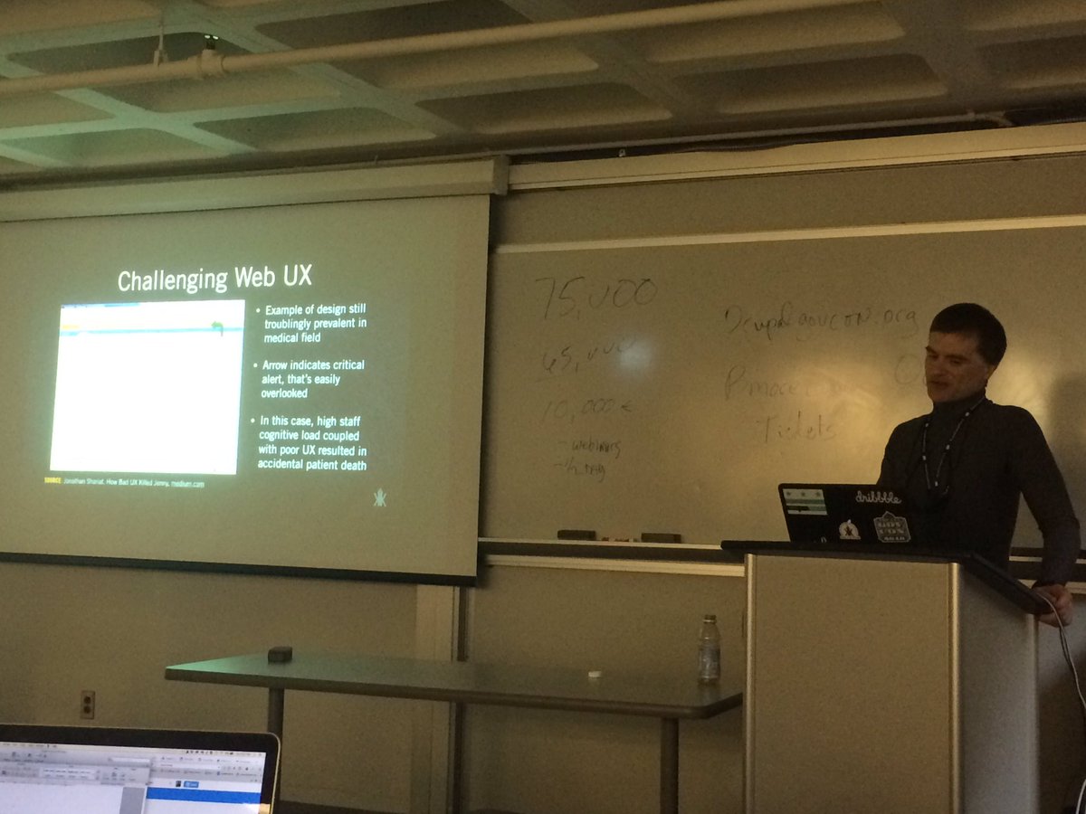 uniongal's tweet image. How UX killed a patient by obscuring serious information that needed to be reviewed. #drupalcamppa