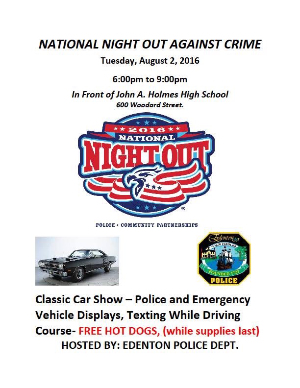 Town of Edenton, NC on Twitter "Edenton PD National Night Out Against