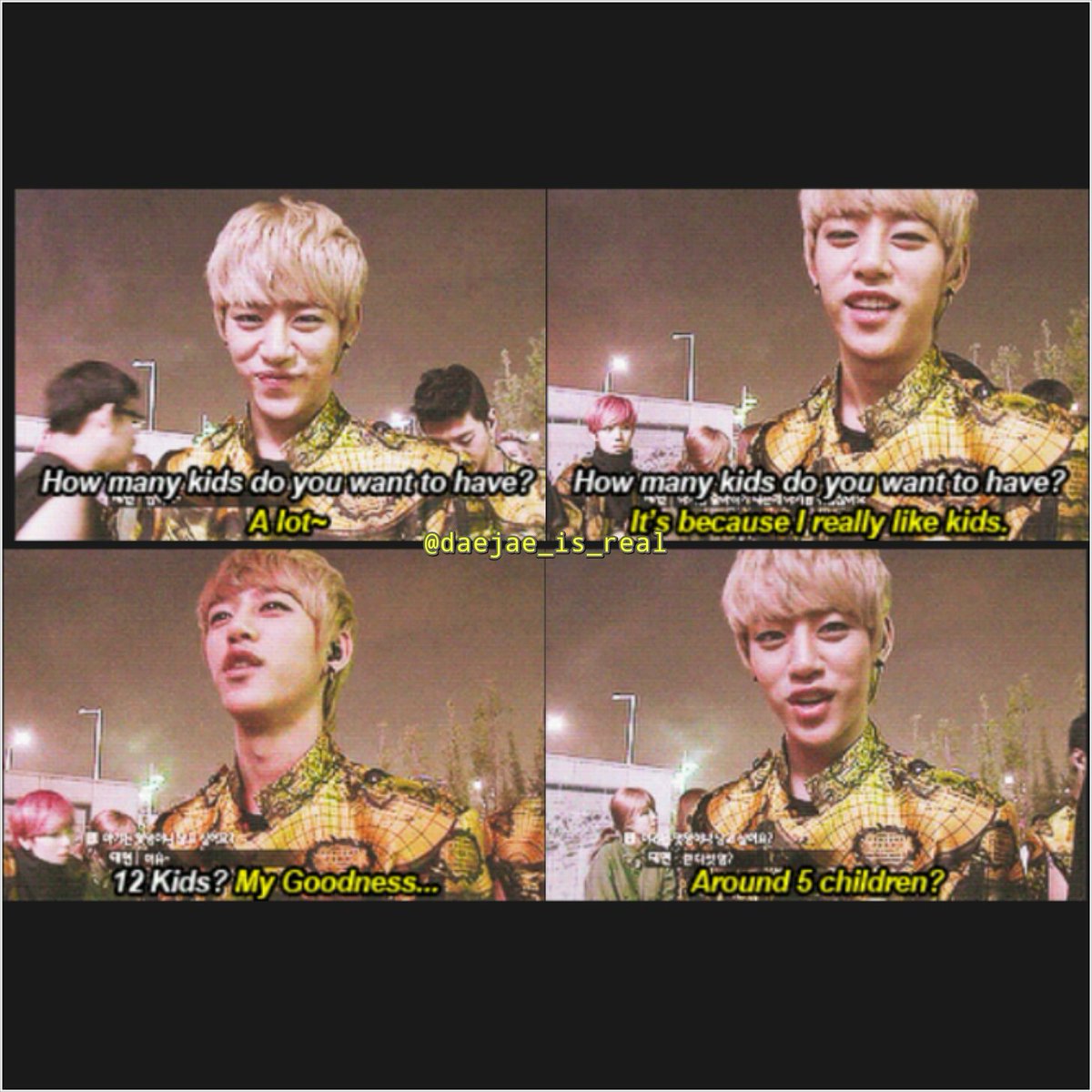 daejae_is_real's tweet photo. The difference between Daehyun &amp; Youngjae:

DH: 26 years old , 5 kids
YJ: 30s or 40s, 11 kids to form a soccer team https://t.co/x6tNzTLbW3