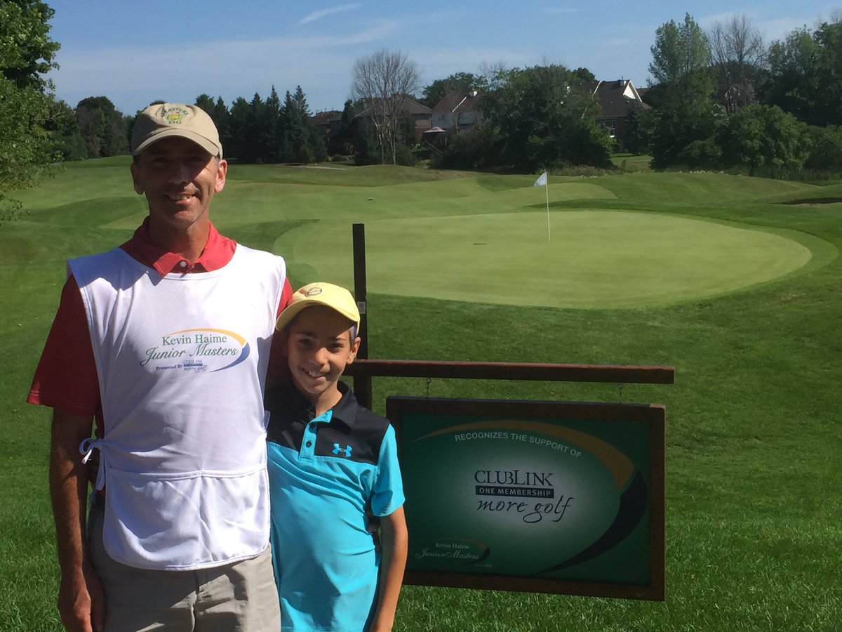 Kevinhaime's tweet photo. @ClubLink Regional Director Danny Lacombe with his son Aldo @KanataGCC for the #khjuniormasters.#dadcaddy #1stevent https://t.co/SxhbdkGDdb