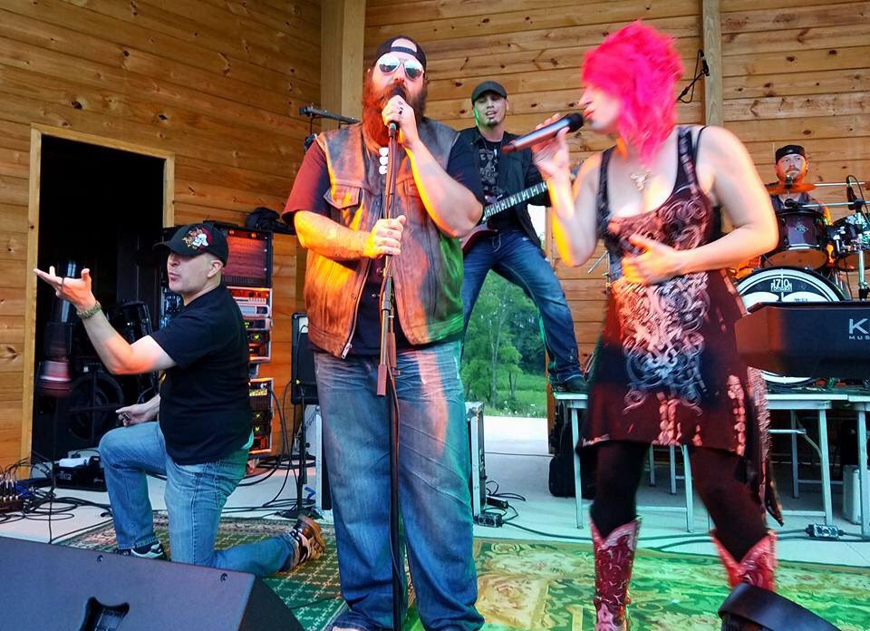ectband's tweet photo. Fun with our friends @Lovebettie and D&R Sound yesterday at Brian T. Rusnock Amphitheater. #TruckerRock #SwaggerRock https://t.co/qQUCzlPOn6