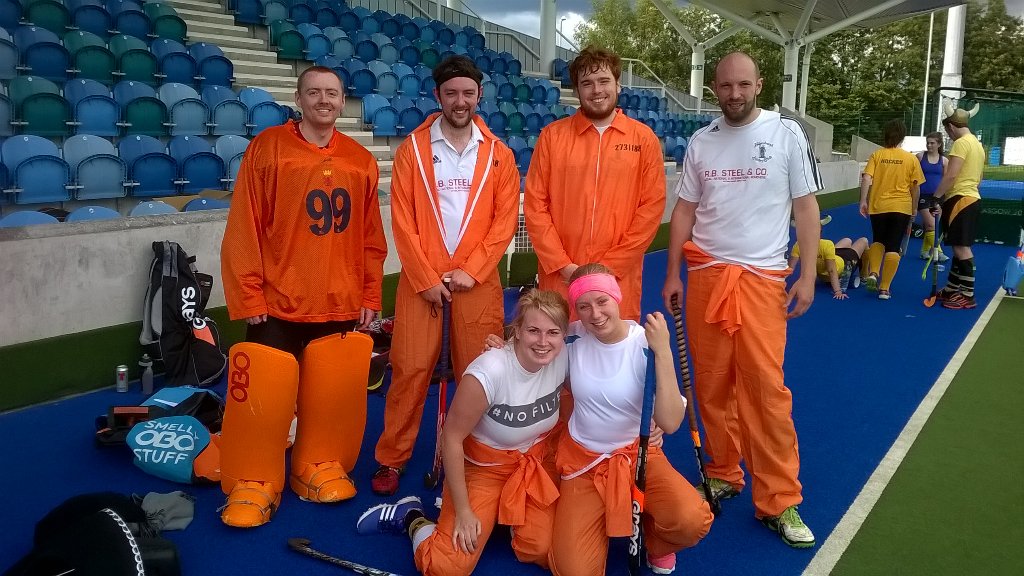 GlasgowHockey's tweet photo. Helensburgh Hockey Club dressed as convicts for West Fest 😁 @HelensburghHC https://t.co/4FcMbACTFl