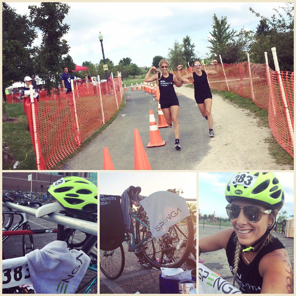 spengafitness's tweet image. Love things in 3s! #SPENGA trainers took a #sprinttri by storm &amp;amp; turned #spinstrengthyoga to #swimriderun. #killedit