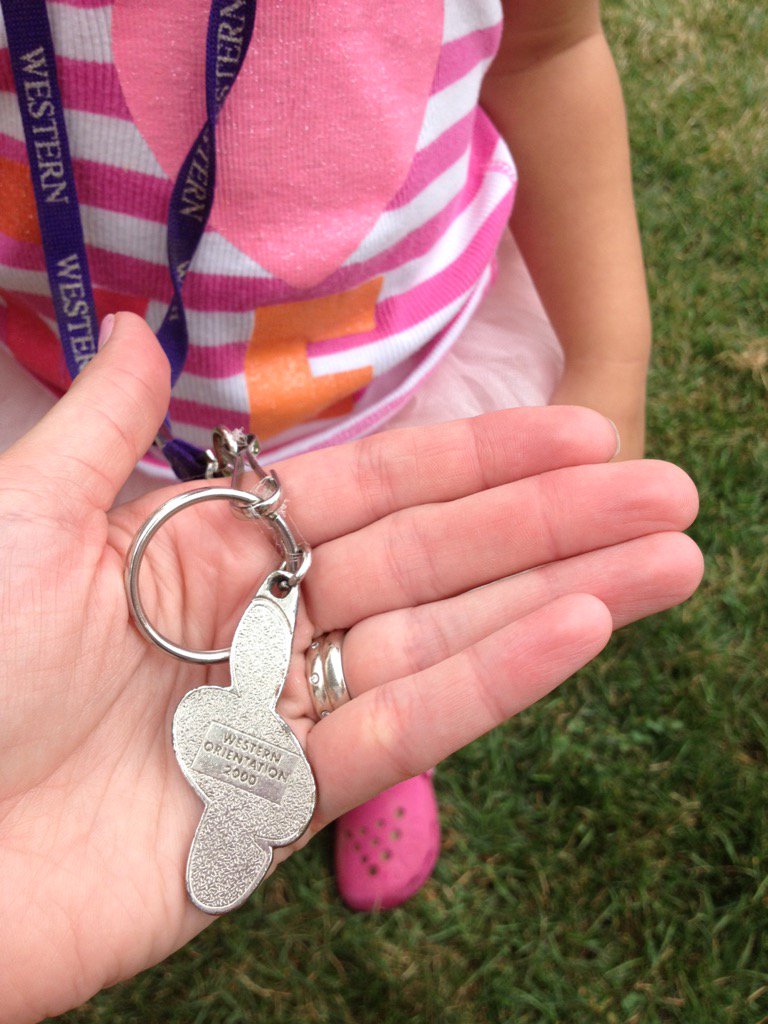 Today in #microfashion when your #toddler thinks it's cool to wear your <a href="/westernu/">Western University</a> #orientation lanyard from #y2k