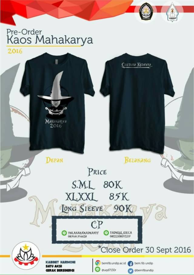 MahakaryaFIB's tweet photo. How to order:
Name_Faculty_Phone Number
Send to
085641516628
line: theanaramadhanty
082233837235
line: fadhlul_sieca https://t.co/UUxCK6CJ1w