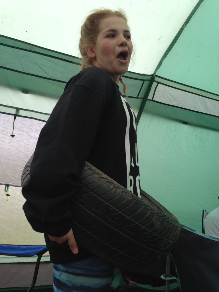 zoe_steen's tweet photo. Rosie tried rolling down a hill in a tyre because she saw it in a movie😂 #relentlesscampstories #myroommateisweird https://t.co/gWFJHOIz4E