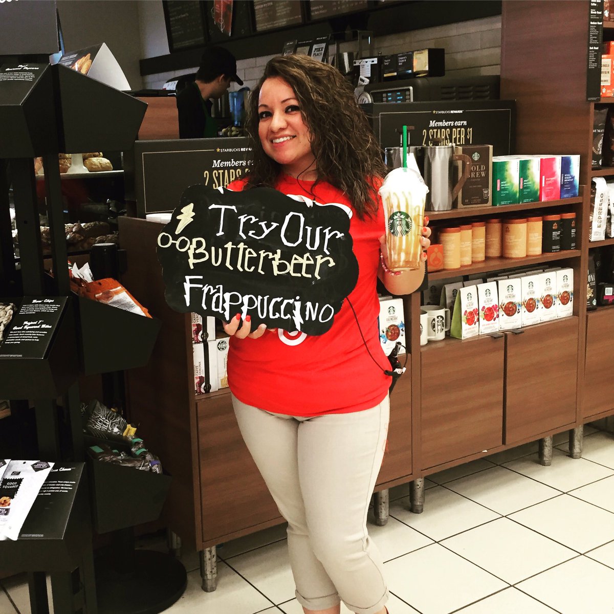Amanda_TGT's tweet photo. Happy birthday #HarryPotter! We are celebrating with a #ButterBeerFrappuccino and #TargetExclusives #T1869 #Target https://t.co/uwcYX5i3VA