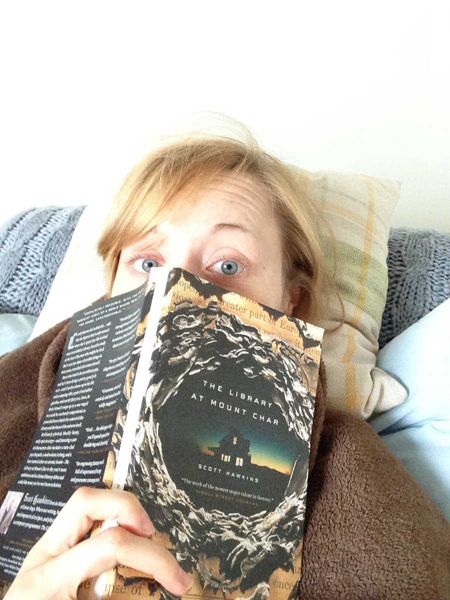 laurabkora's tweet photo. Sunday reading - so much love for this weird book! #noseinabook #reading #TheLibraryAtMountChar  @scottrhawkins https://t.co/3jCfaEhM2p
