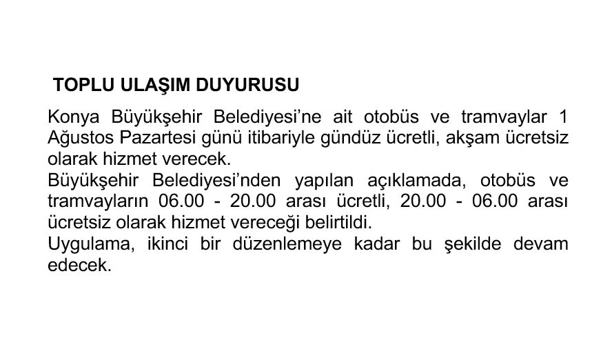 Büyükşehir'den Toplu Ulaşım Duyurusu