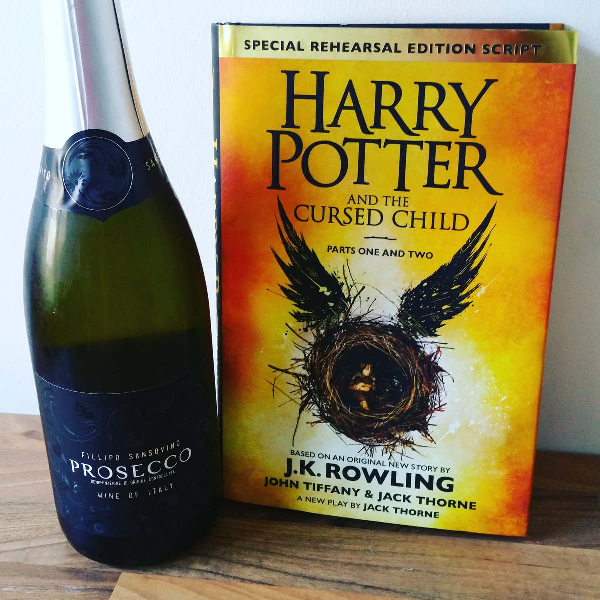 Potter and Prosecco = perfect! <a href="/jk_rowling/">J.K. Rowling</a> Happy Birthday + thank you!!! Xxx #CursedChild #HappyBirthdayHarryPotter