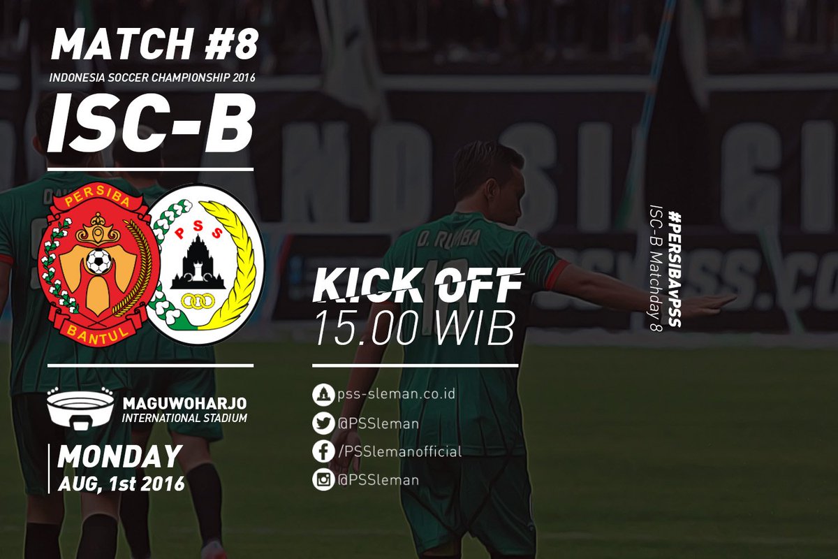 PSSleman's tweet photo. #PSSday | @persiba v PSS Sleman | 1 Agustus 2016 | Kick Off 15.00 WIB | #DerbyDIY https://t.co/3MenB2lpbe