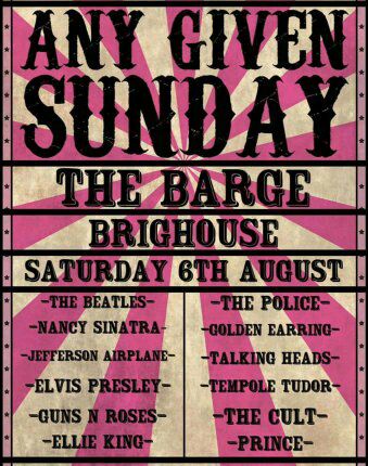 The__Barge's tweet photo. Live Saturday 6th August 

The Barge welcomes 'Any Given Sunday' to the stage...a night of fantastic music https://t.co/FHyVnNNS77