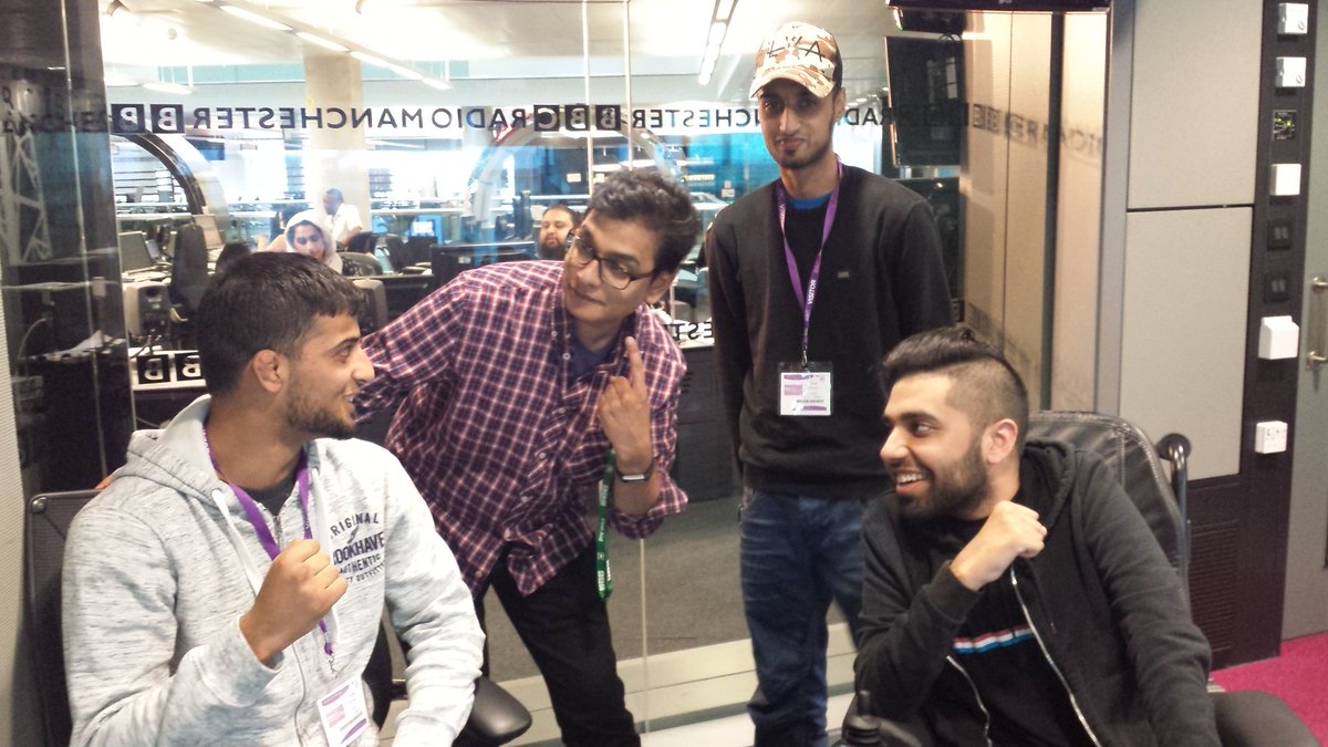 BBCLancashire's tweet photo. Gold winning @IMMAFed #featherweight star @Shoaib__Yousaf giving @TalatFarooqAwan the fist - watch out Talat! https://t.co/Vk3L7a09jx