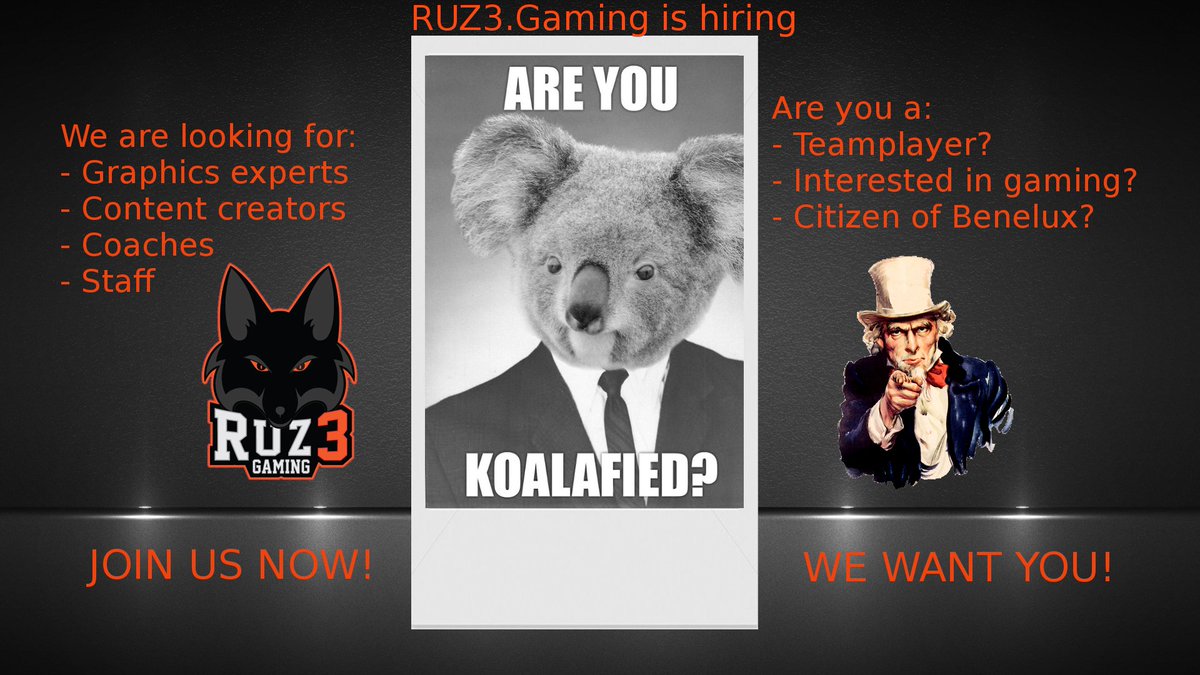 RUZ3GAMING's tweet photo. We are hiring new staff! Think you got what it takes? Contact us now! https://t.co/f2AIqT08Ay https://t.co/F8Q5qjFU1h