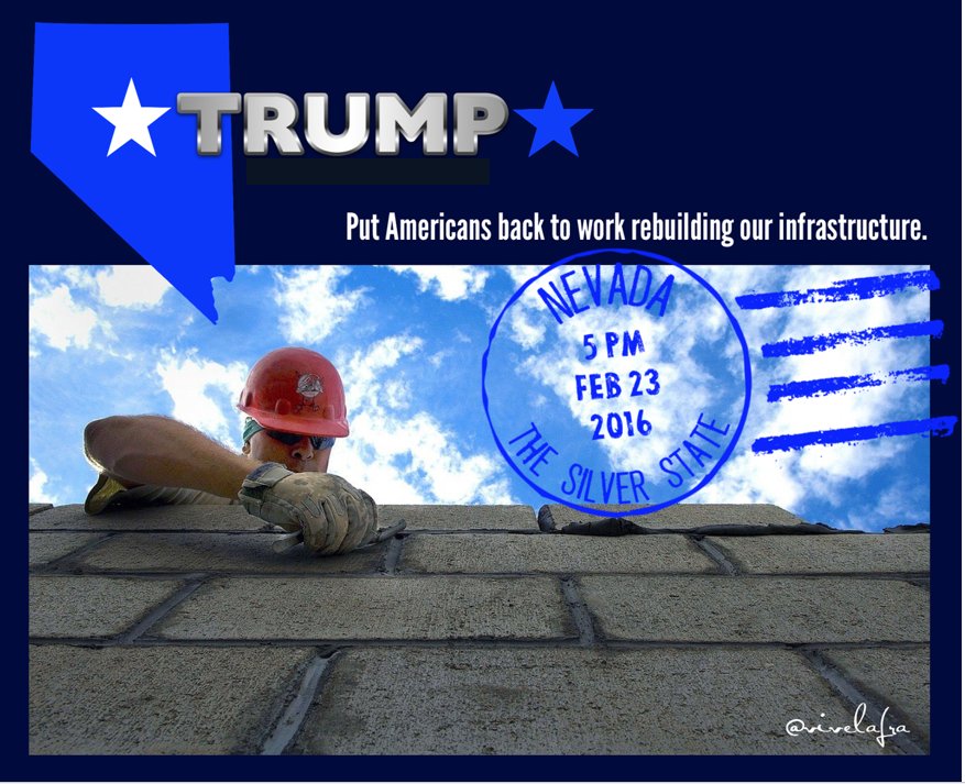 LindaSuhler's tweet photo. Put Americans Back To Work Rebuilding Our Infrastructure #Nevada

#TrumpPence16🇺🇸 #AmericaFirst #Economy #Jobs #NV https://t.co/IEnS7yanLK
