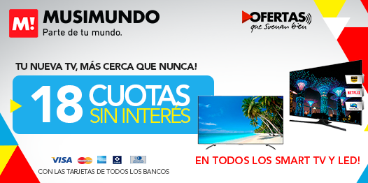 musimundo's tweet photo. Este finde, ¡viví en #EstadoON!
Especial Viernes → 18 CUOTAS SIN INTERÉS EN TODOS LOS TVs
https://t.co/zCQiiU6KZ5 https://t.co/TM2JDvz6SY