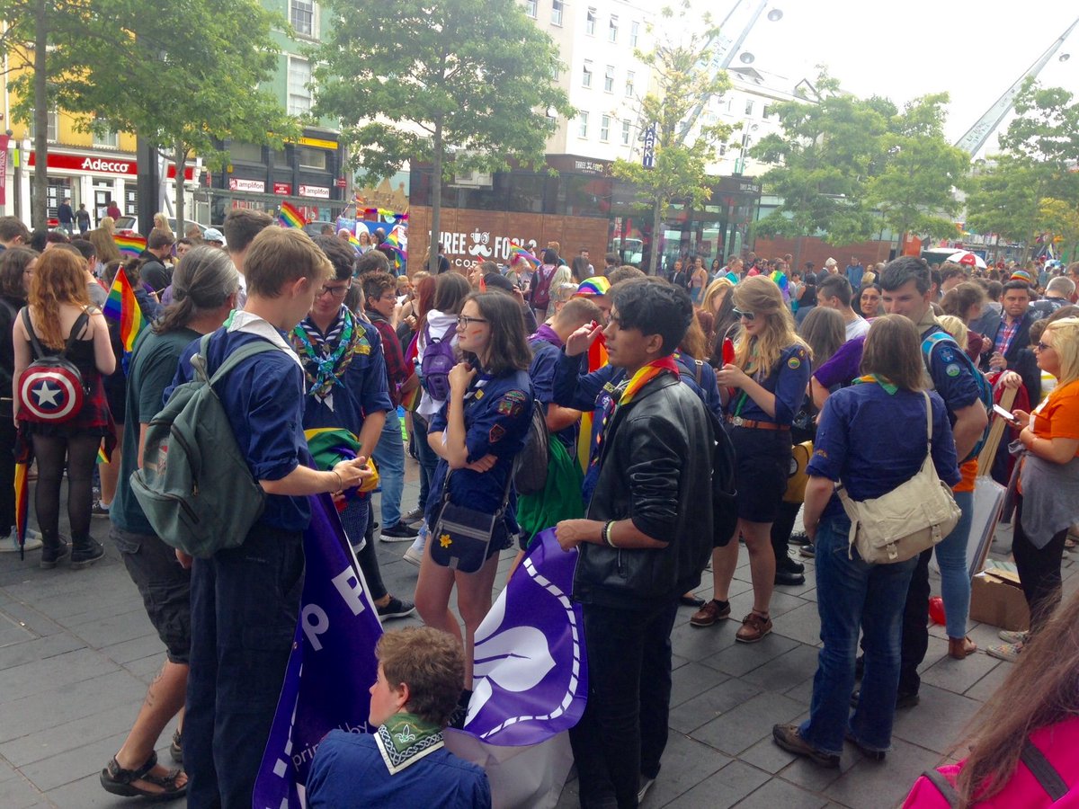DouglasScouts's tweet photo. A few photos from #CorkPride today as #ScoutsIE from Scouting Ireland's  @LGBTpatrol took part. https://t.co/k3CjYNFMTX