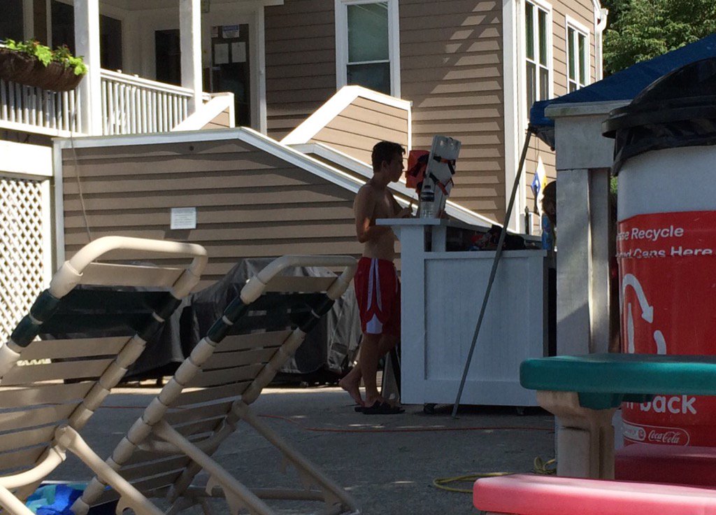 DavisLakeCLT's tweet photo. The Davis Lake lifeguard just spent 10 minutes sitting in the pool eating a cherry Popsicle in the pool. https://t.co/uMOk5vZ7hc