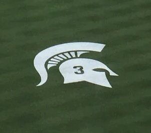 RicoBeard's tweet photo. I really hope @MSU_Football keeps this logo all season long at the 50 yd line in tribute to the life of Mike Sadler. https://t.co/bCRJ8390Di