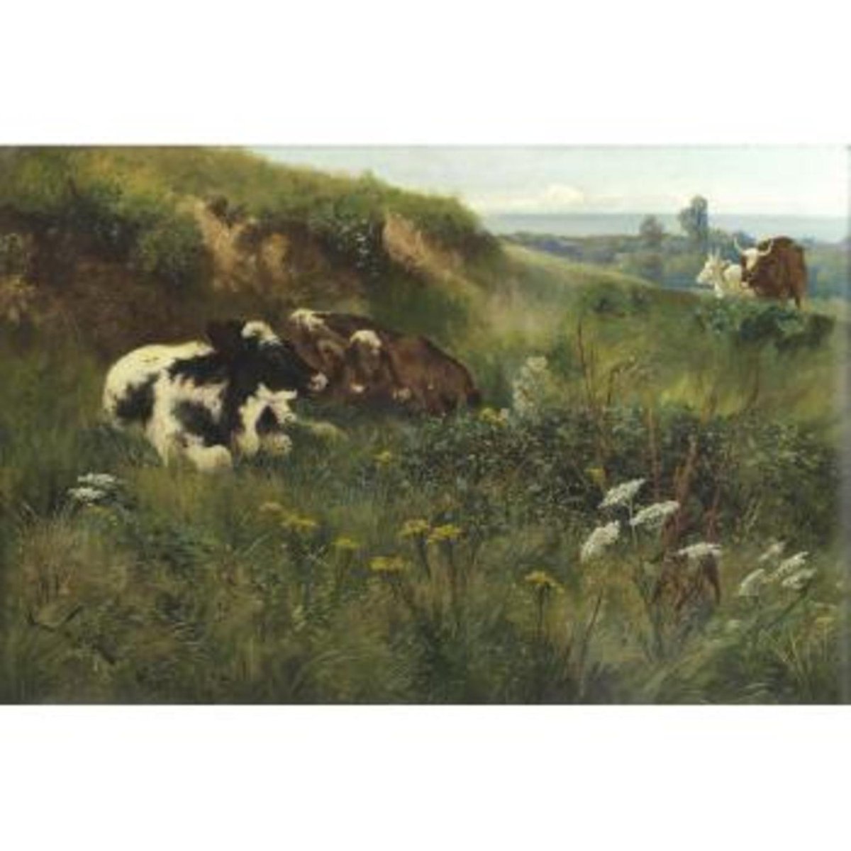 wardlearthur's tweet image. Cattle in a meadow landscape, 20×30in, Sold for $1,671 USD #arthurwardle auctionclub.com/public/histori…