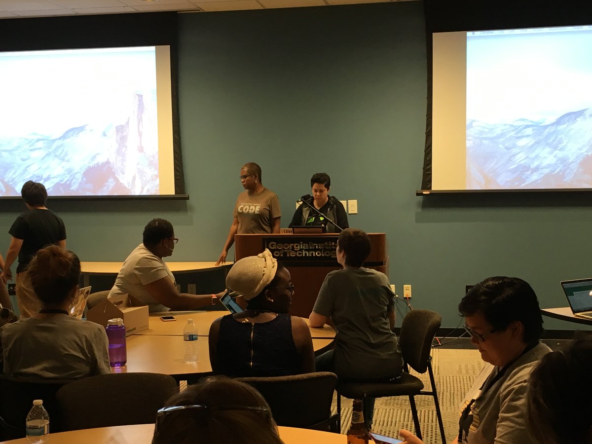 WomenWhoCode's tweet image. The pitch competition is underway at the #WWCATLHack. #WWCode.