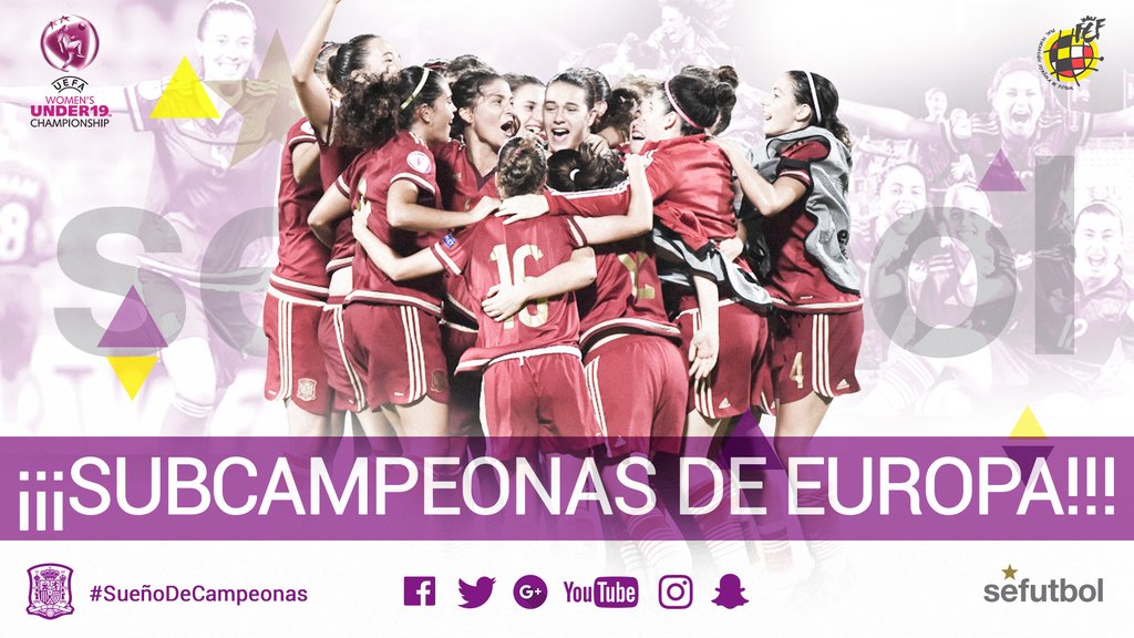 SEFutbol's tweet photo. ¡¡SUBCAMPEONAS DE EUROPA!! ¡Sois muy muy muy GRANDES! ¡RT SI ESTÁS ORGULLOSO DE ESTE E-QUI-PA-ZO! #SueñoDeCampeonas https://t.co/DcczdkNB9H