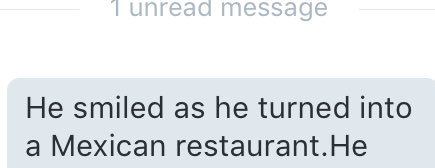 I imagined him transforming into a Mexican restaurant and now I can't stop giggling