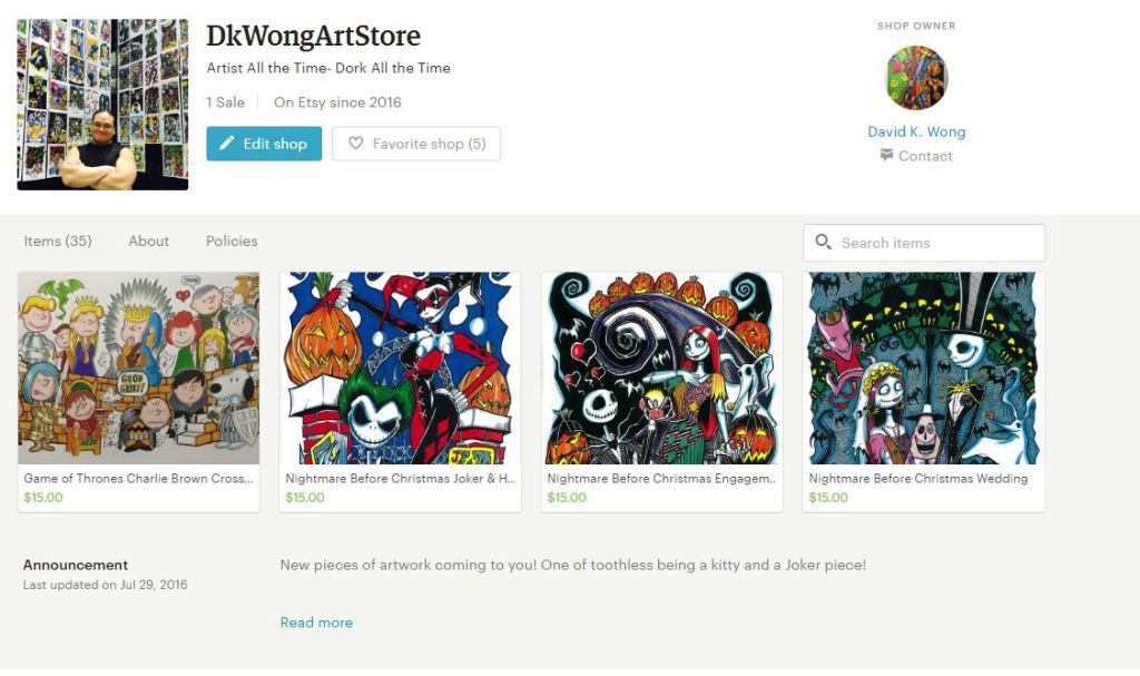 DkWongArtist's tweet photo. My Store on Etsy! https://t.co/cNIrSlg8Rl https://t.co/kCSPOYU7SC