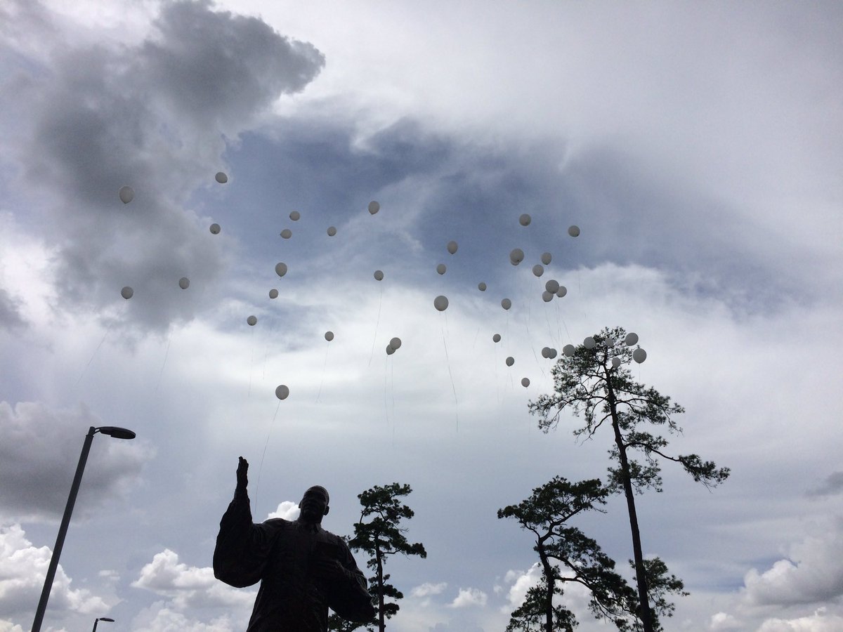 HarrisonGuy's tweet photo. #MLKSitIn #MLKSitInHou our symbolic balloon release! "Up above my head" Houston! @MLKSitIn https://t.co/TECcftGo1f