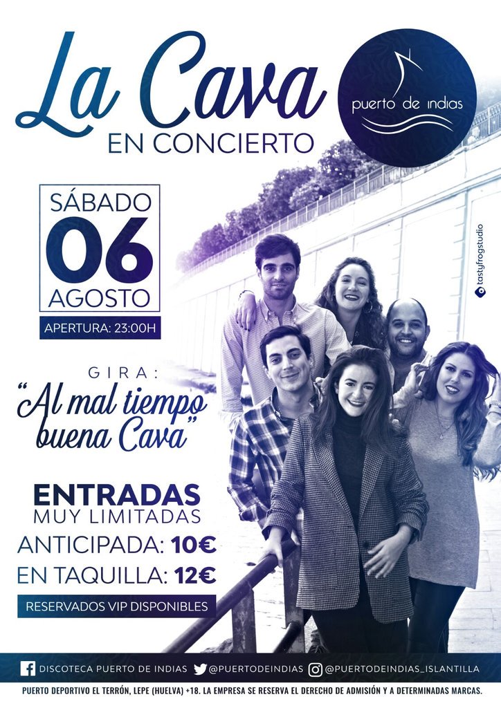 La Cava (@lacavagrupo) on Twitter photo 6 Agosto conciertazo en La Antilla!!Compra ya tu entrada a través de <a href="/PuertodeIndias/">Puerto de Indias</a> #LaCava #Conciertos #LaAntilla 6 Agosto conciertazo en La Antilla!!Compra ya tu entrada a través de <a href="/PuertodeIndias/">Puerto de Indias</a> #LaCava #Conciertos #LaAntilla