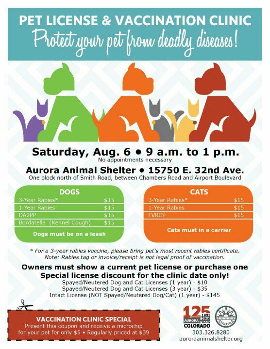 FitnessAttack's tweet photo. #Aurora #auroraco #pets vaccinations @AuroraGov https://t.co/zpu5aTnfUA