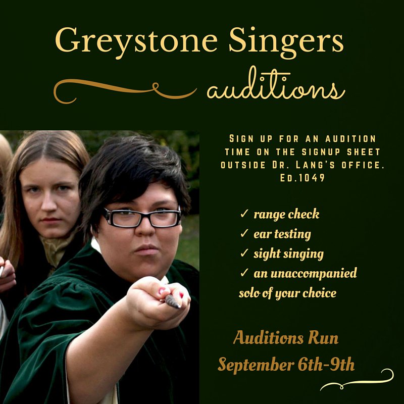 U of S has a vocal orchestra as well. The Greystone singers are auditioning the 1st week of classes