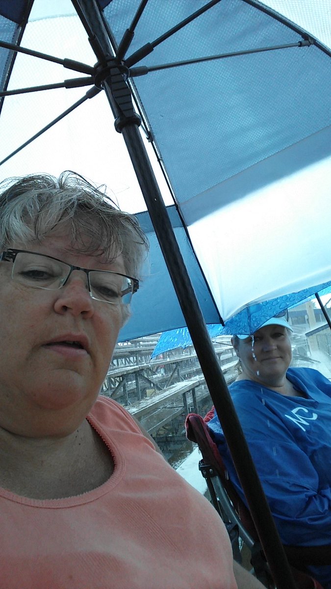 walters_deb's tweet photo. We are in a rain delay.....Sandi and I only ones in the stands#totaldedication#gometrosgo! https://t.co/vZARAHVznA