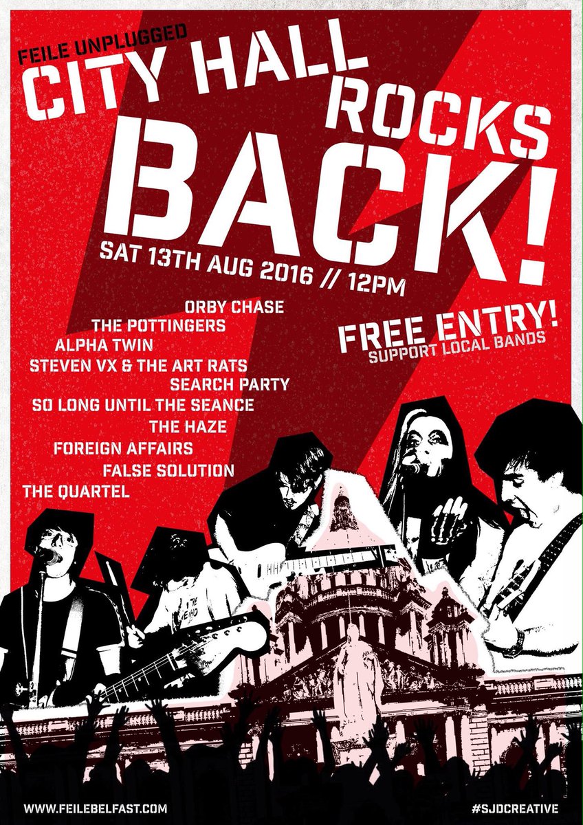 Féile Unplugged presents City Hall Rocks Back! Sat 13 August. Great live music with #feile16