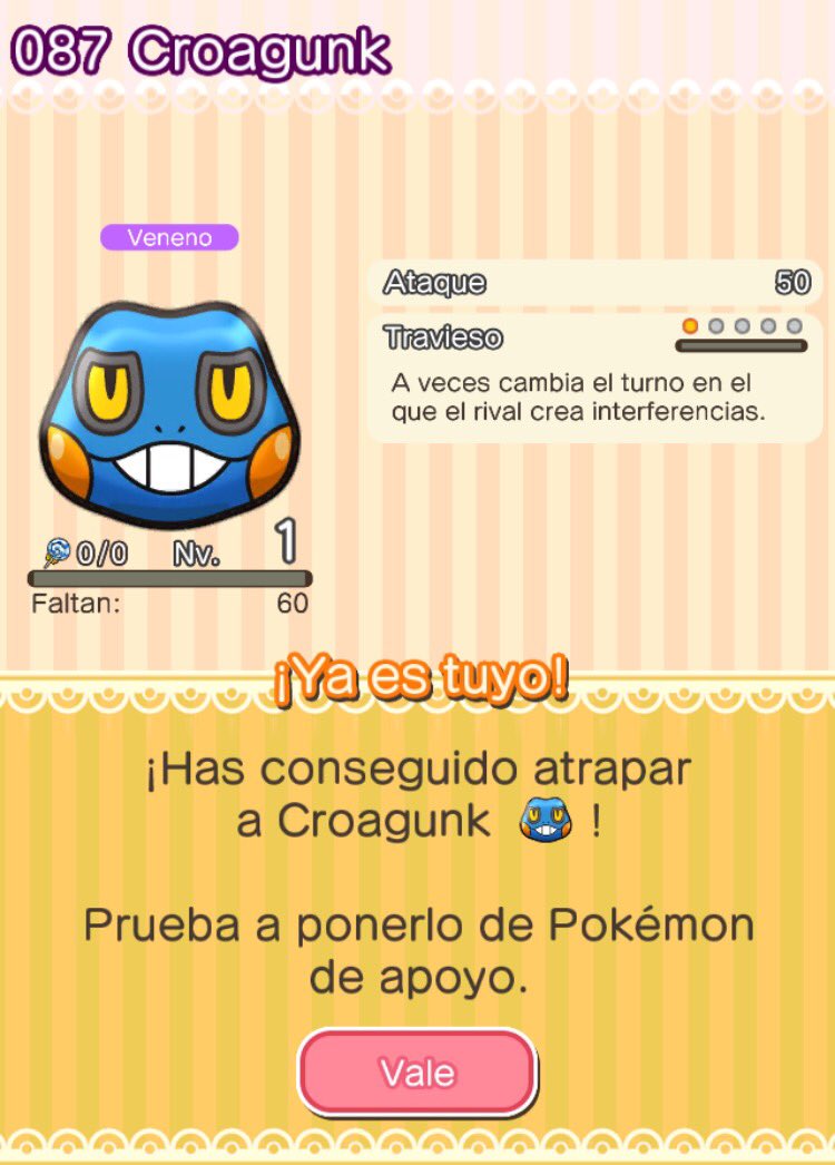 ShuffleES's tweet photo. ¡Croagunk atrapado! 
PokéDex - 087 https://t.co/hyqLGMbiMY