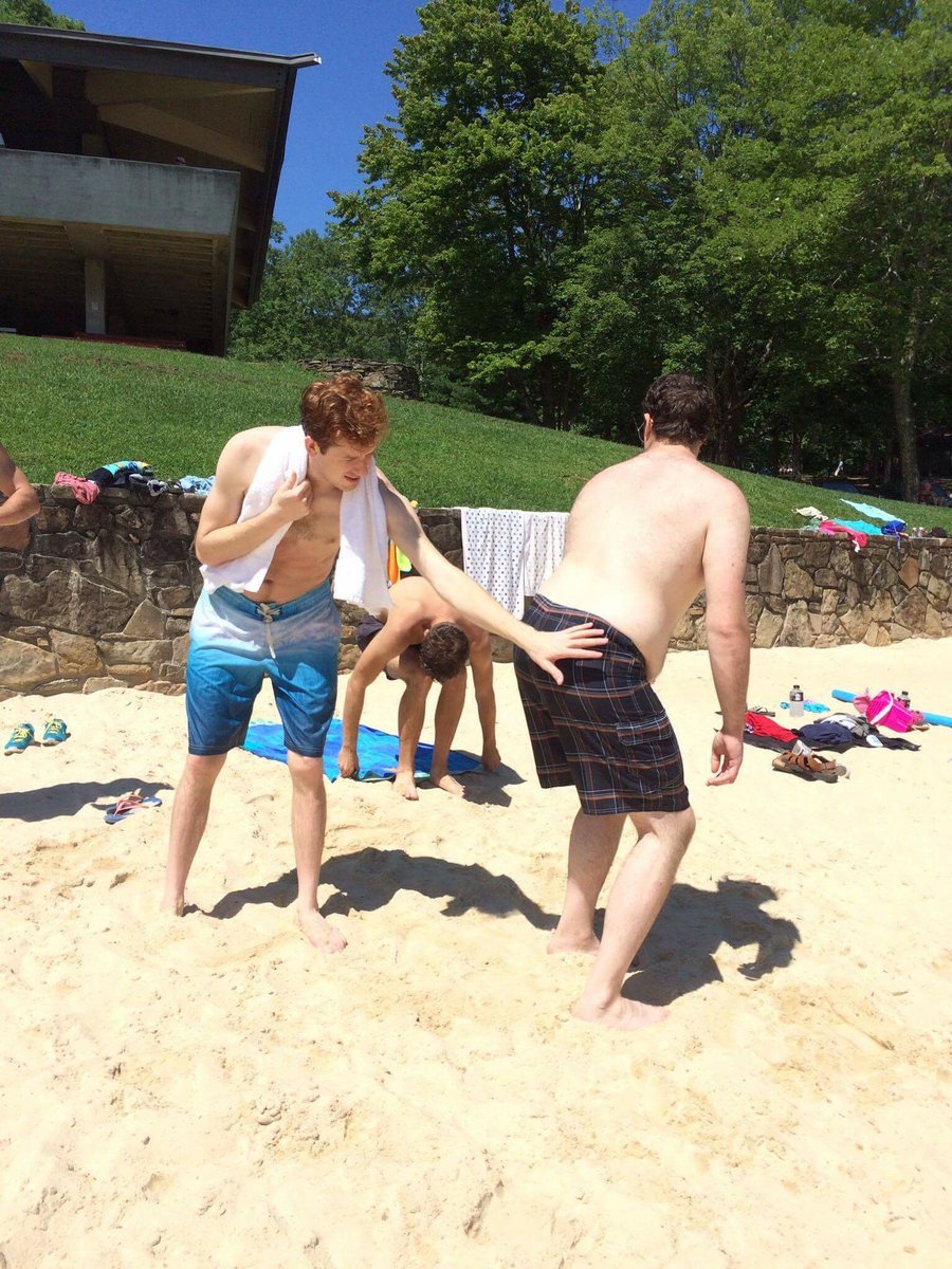 KISSmustache's tweet photo. True friends will wipe sand off your butt for you #ensemblebuilding #retreatdangerously #improvdangerously https://t.co/ZCrVAlSgVU