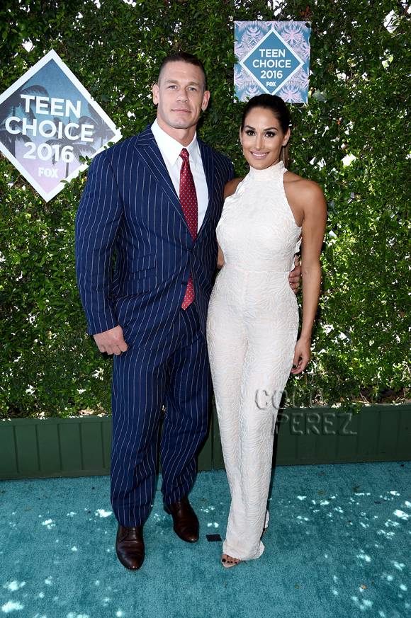 PerezHilton's tweet photo. .@JohnCena &amp; @BellaTwins mix handsome and sexy at the TCAs! #TeenChoice! https://t.co/rpUdTmWUhk https://t.co/ZPfRSn4whj
